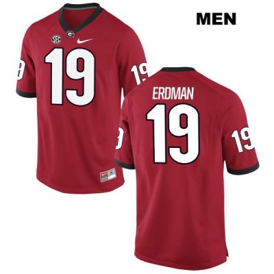 Men's Georgia Bulldogs NCAA #19 Willie Erdman Nike Stitched Red Authentic College Football Jersey BCA1354TS